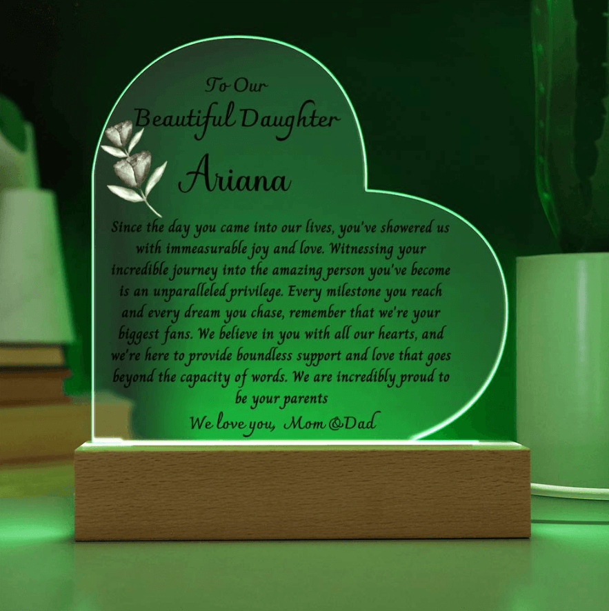 Personalized gift for daughter, Daughter acrylic plaque, Daughter keepsake from mom and dad, Birthday gift from mom, Valentine's gift - iheartgiftcart