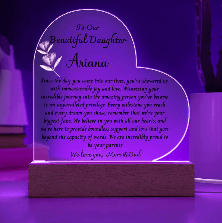 Personalized gift for daughter, Daughter acrylic plaque, Daughter keepsake from mom and dad, Birthday gift from mom, Valentine's gift - iheartgiftcart