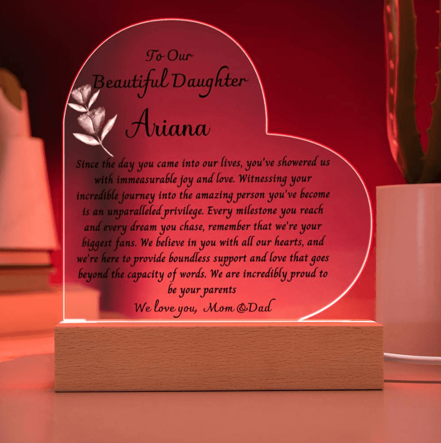 Personalized gift for daughter, Daughter acrylic plaque, Daughter keepsake from mom and dad, Birthday gift from mom, Valentine's gift - iheartgiftcart