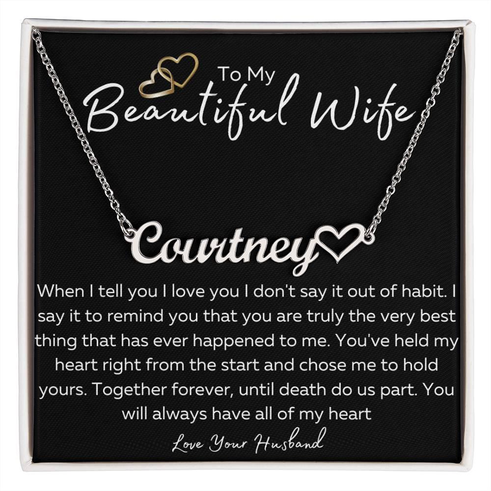 Personalized Name Necklace For Wife| To My Wife, Valentines gift, Anniversary Gift, Marriage, First Date, Proposal - iheartgiftcart