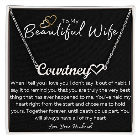 Personalized Name Necklace For Wife| To My Wife, Valentines gift, Anniversary Gift, Marriage, First Date, Proposal - iheartgiftcart