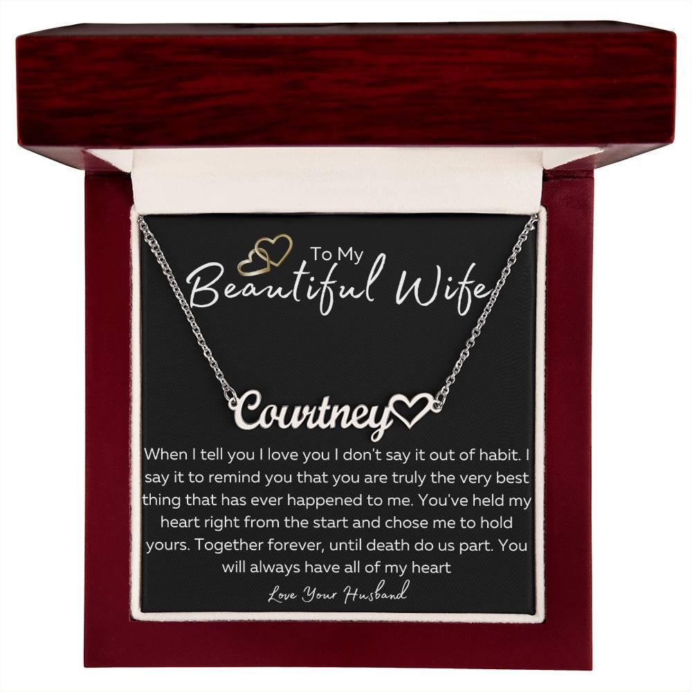 Personalized Name Necklace For Wife| To My Wife, Valentines gift, Anniversary Gift, Marriage, First Date, Proposal - iheartgiftcart