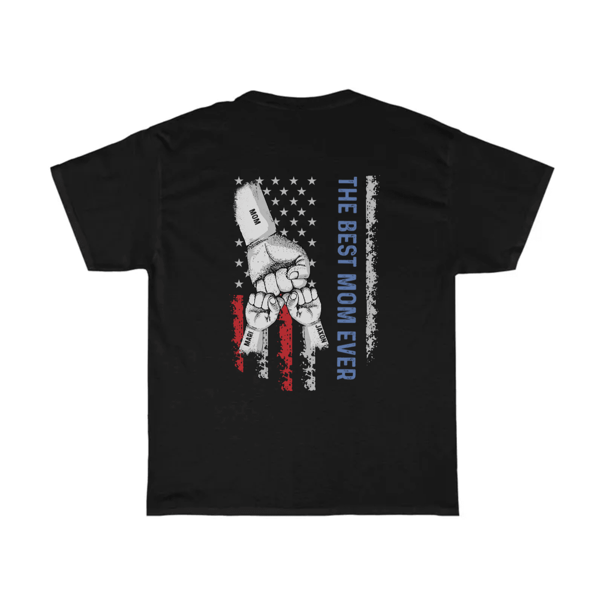 Personalized Patriotic Fist Bump up to 9 Kids| The Best Dad| The Best Grandpa, Pops |Uni-sex T-shirt (Back Printed) - iheartgiftcart