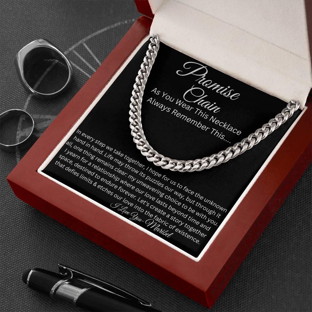 Personalized Promise Chain, Promise Gift For Him, Promise Necklace For Him, Boyfriend Promise Necklace, Gift For Boyfriend, Boyfriend Birthday Gift, Guy Valentine Gift, Couples Gift - iheartgiftcart