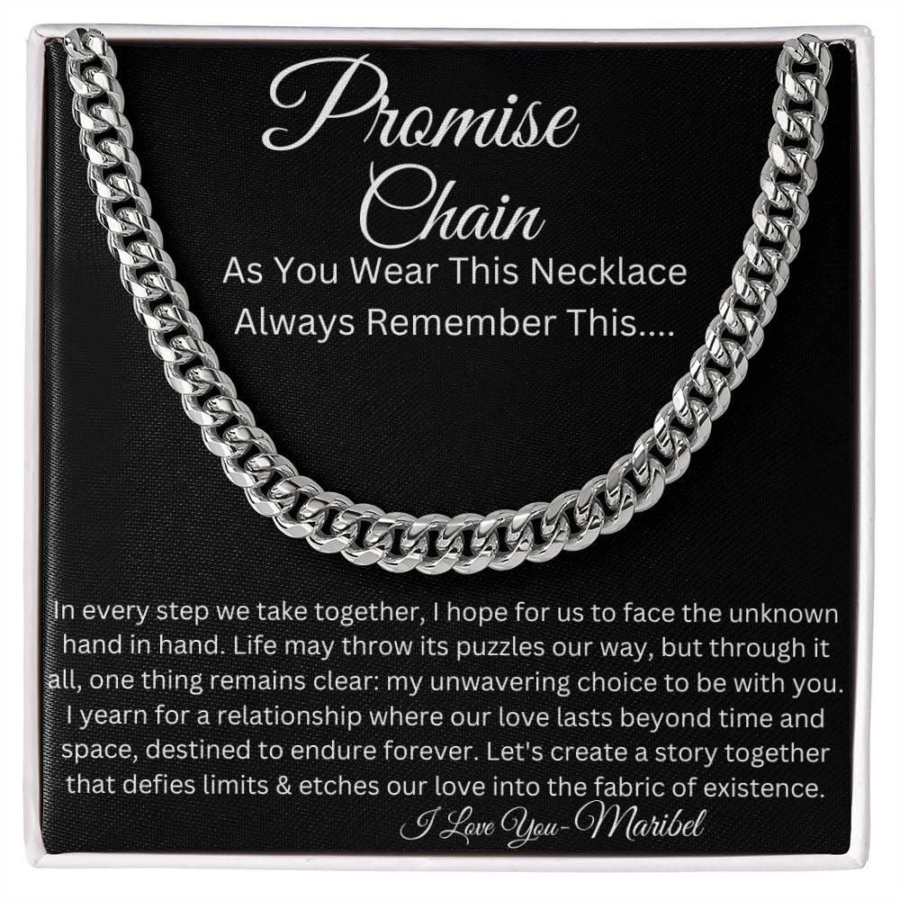 Personalized Promise Chain, Promise Gift For Him, Promise Necklace For Him, Boyfriend Promise Necklace, Gift For Boyfriend, Boyfriend Birthday Gift, Guy Valentine Gift, Couples Gift - iheartgiftcart