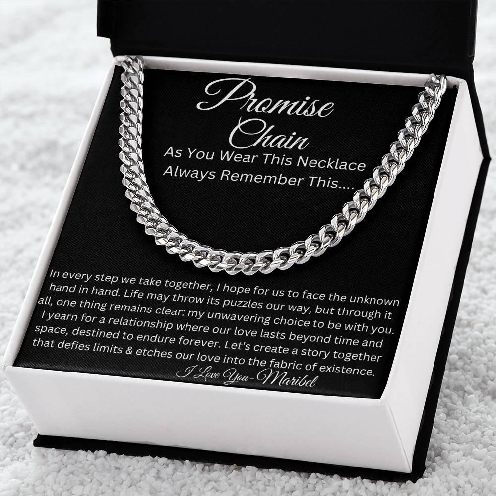 Personalized Promise Chain, Promise Gift For Him, Promise Necklace For Him, Boyfriend Promise Necklace, Gift For Boyfriend, Boyfriend Birthday Gift, Guy Valentine Gift, Couples Gift - iheartgiftcart