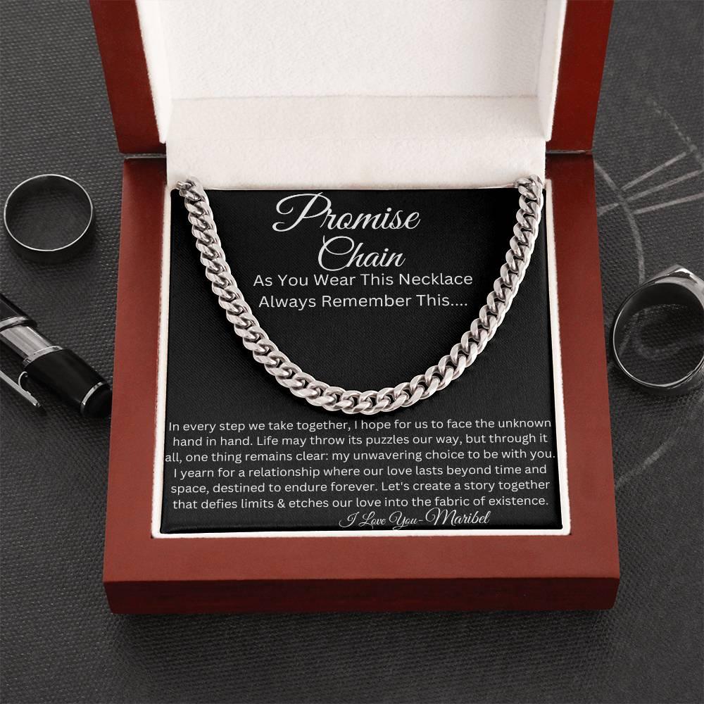 Personalized Promise Chain, Promise Gift For Him, Promise Necklace For Him, Boyfriend Promise Necklace, Gift For Boyfriend, Boyfriend Birthday Gift, Guy Valentine Gift, Couples Gift - iheartgiftcart