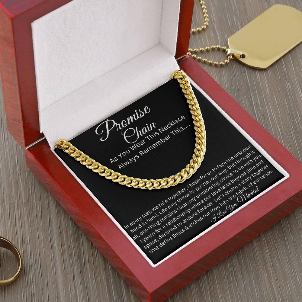 Personalized Promise Chain, Promise Gift For Him, Promise Necklace For Him, Boyfriend Promise Necklace, Gift For Boyfriend, Boyfriend Birthday Gift, Guy Valentine Gift, Couples Gift - iheartgiftcart