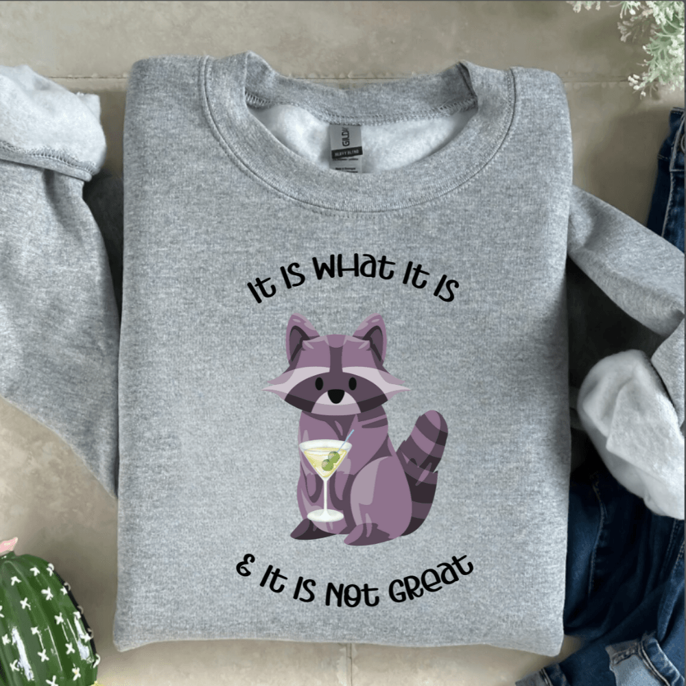 Raccoon Sweatshirt, Is What It Is And It Is Not Great Sweatshirt, Funny Sweatshirt Women, Mental Health Sweatshirt, - iheartgiftcart