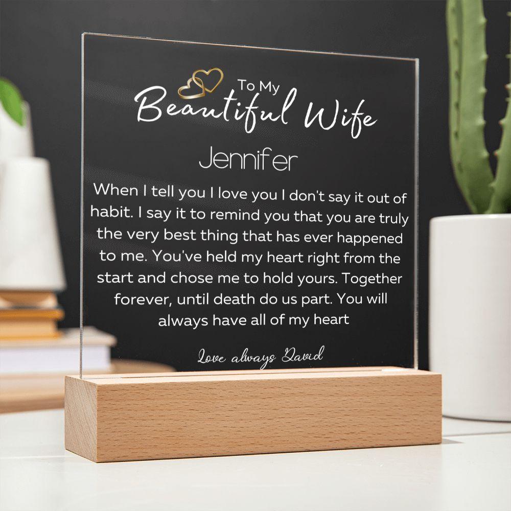 To My Beautiful Wife- Personalized White Font - iheartgiftcart