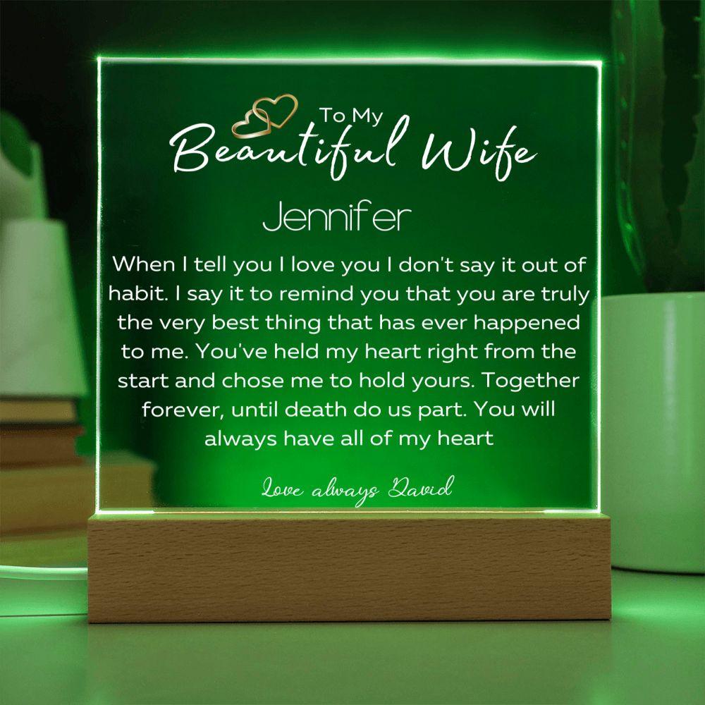 To My Beautiful Wife- Personalized White Font - iheartgiftcart