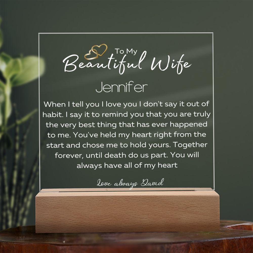 To My Beautiful Wife- Personalized White Font - iheartgiftcart