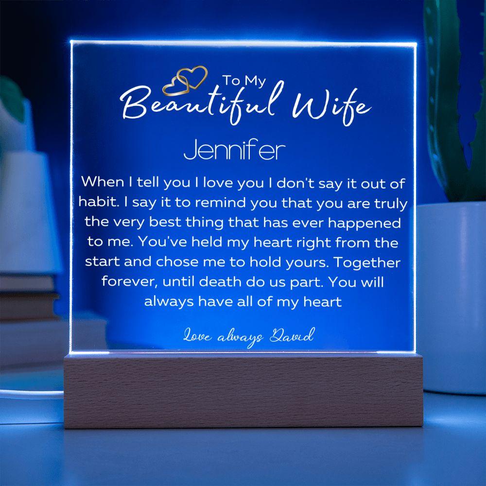 To My Beautiful Wife- Personalized White Font - iheartgiftcart