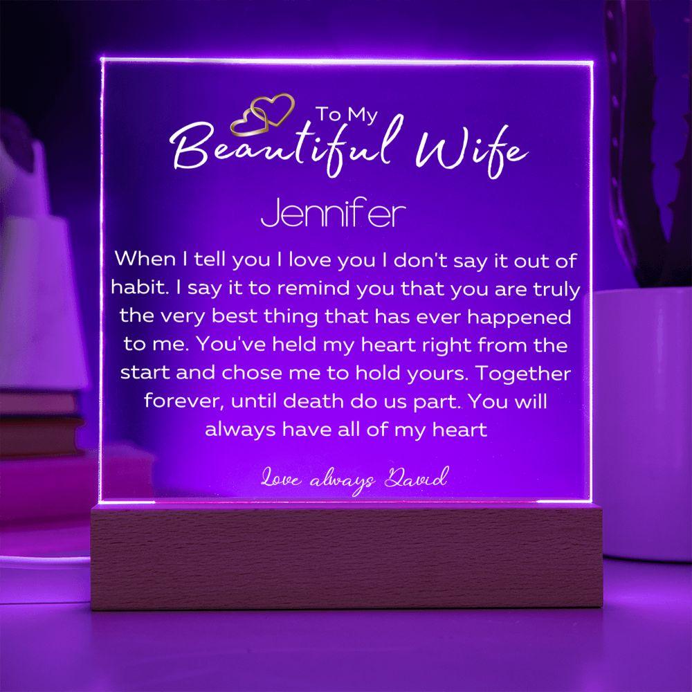 To My Beautiful Wife- Personalized White Font - iheartgiftcart