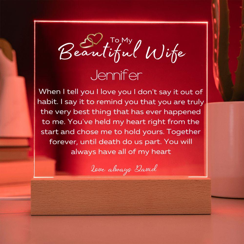 To My Beautiful Wife- Personalized White Font - iheartgiftcart