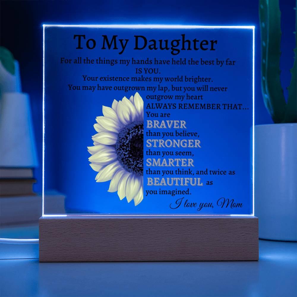 To My Daughter Acrylic Plaque Gift from Mom,Keepsake, Graduation Presents for Daughters, Daughter Birthday Gift from Mom, Christmas Gift for Daughter."Sunflower" Daughter - iheartgiftcart