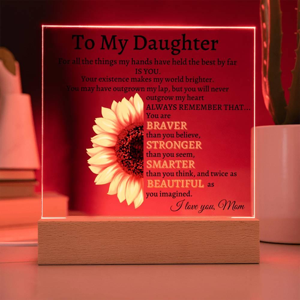 To My Daughter Acrylic Plaque Gift from Mom,Keepsake, Graduation Presents for Daughters, Daughter Birthday Gift from Mom, Christmas Gift for Daughter."Sunflower" Daughter - iheartgiftcart