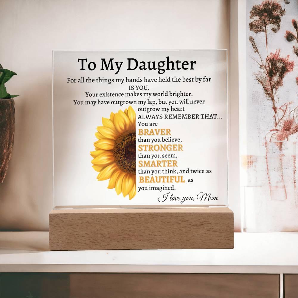 To My Daughter Acrylic Plaque Gift from Mom,Keepsake, Graduation Presents for Daughters, Daughter Birthday Gift from Mom, Christmas Gift for Daughter."Sunflower" Daughter - iheartgiftcart