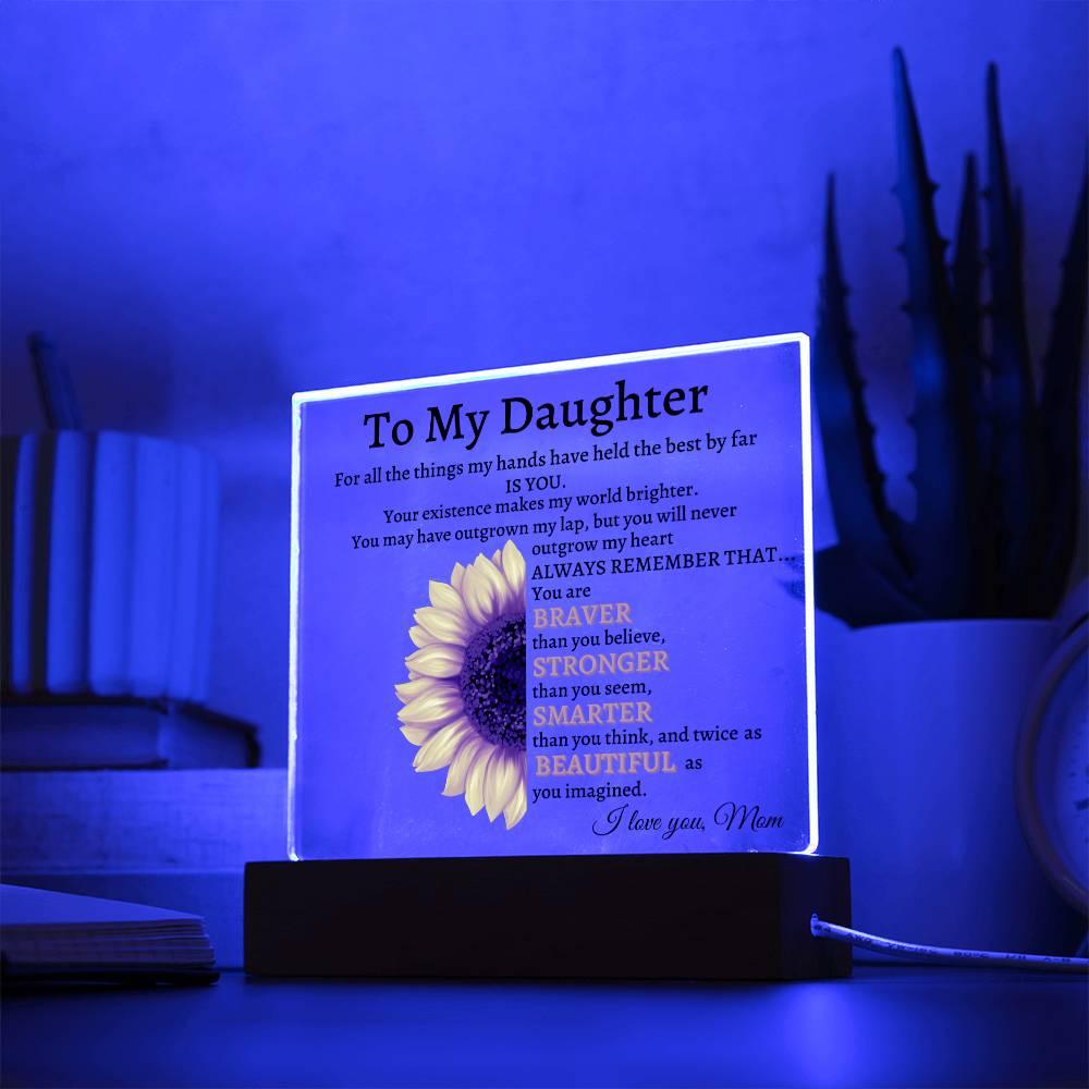 To My Daughter Acrylic Plaque Gift from Mom,Keepsake, Graduation Presents for Daughters, Daughter Birthday Gift from Mom, Christmas Gift for Daughter."Sunflower" Daughter - iheartgiftcart