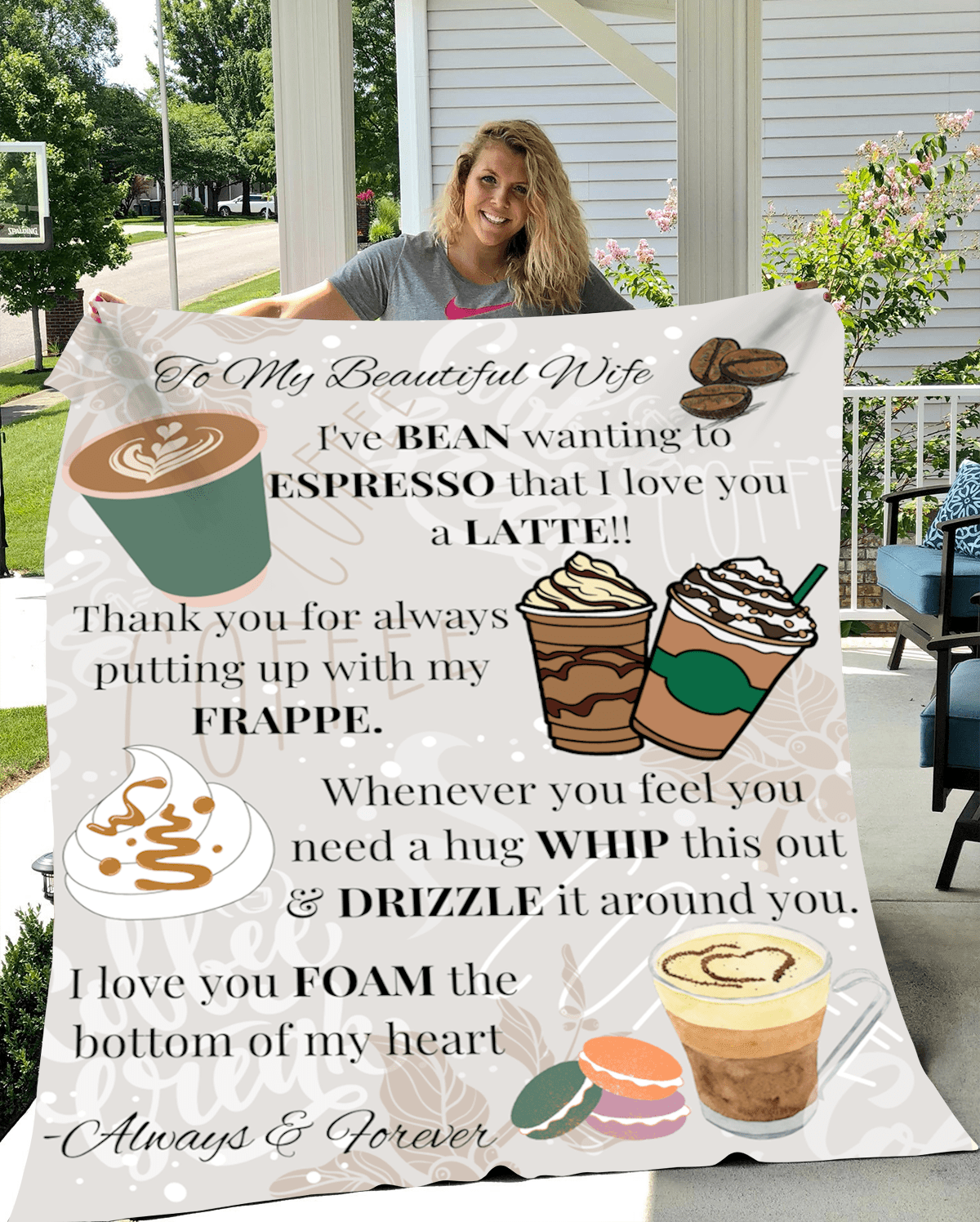 Beautiful Wife Coffee Lovers Blanket - iheartgiftcart