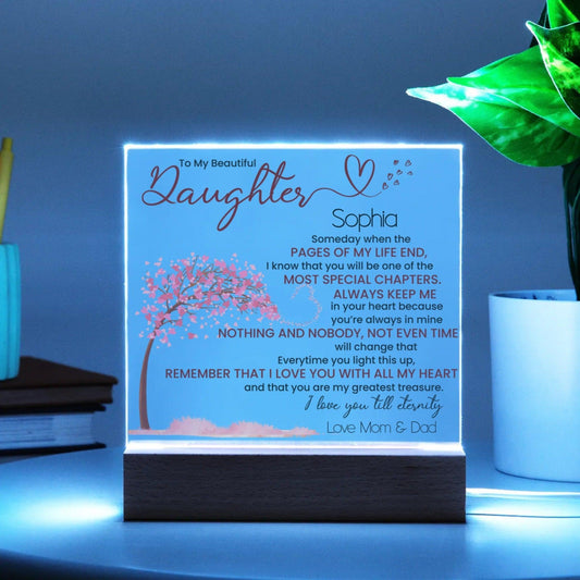 Personalized|Acrylic Color Changing LED Lamp Night light Keepsake Gift for Daughter- Eternity- Plaque - iheartgiftcart